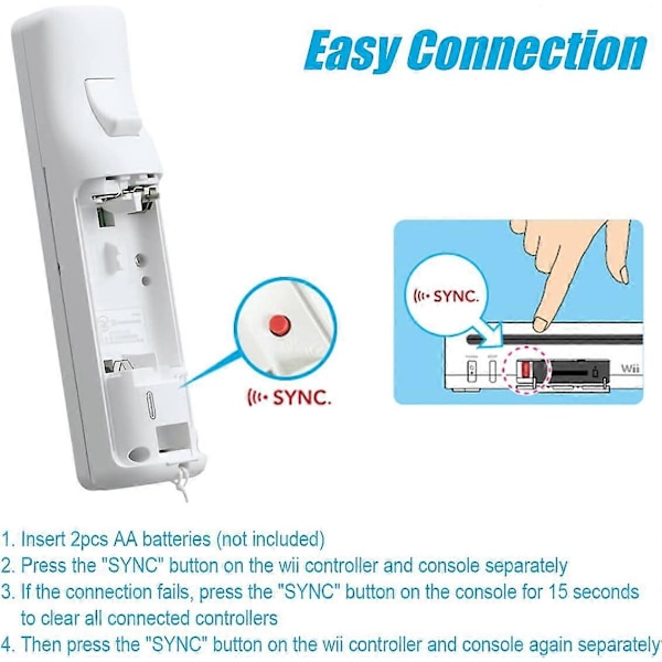 Udskiftnings-Wii-controller, 2-pak, Wii Remote Controller, med silikoneetui og håndledsrem, fjernbetjening til Wii/Wii U, hvid