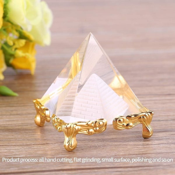 Figuuripyramidit Gyptienne En Cristal, Modle Avec -tuki Dor Feng Shui Cadeau