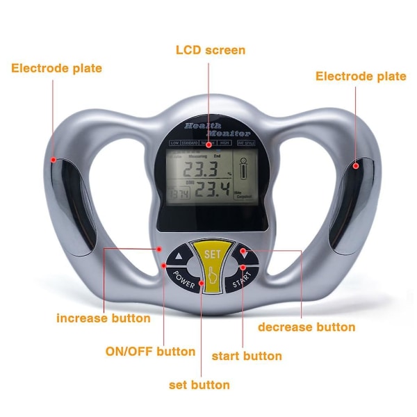 Digital Scale Body Fat Meter Helsemonitor Håndholdt