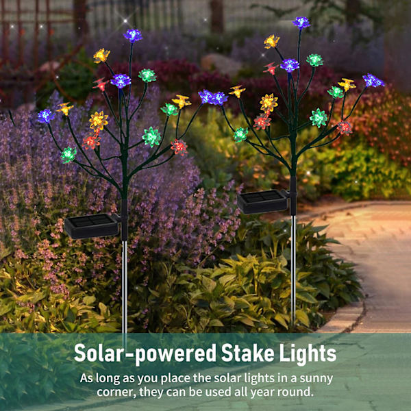 Pakke med 2 Lotus-formede LED-solcelenattlys