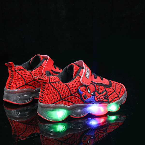 Spiderman LED-lenkkarit lapsille, glitterlenkkarit, liukumattomat, pehmeäpohjainen red 33 yards (inner length 20.3cm)