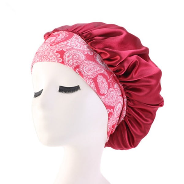 Vandtæt brusebadshætte bred elastisk hat badehætte frisørsalon lace wine red