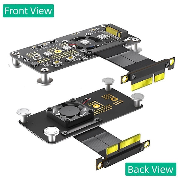 3 in 1 M.2 (NGFF) NVME M-Key SSD PCI-E 4X -jatkokaapeli jäähdytystuulettimella ja automaattisella värinmuutos-LEDillä (10 cm)