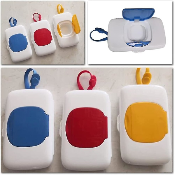 Kosteuspyyhkeiden laatikko Kannettava kosteuspyyhkeiden case baby muovipyyhkeiden pidike ulko- ja matkakäyttöön satunnainen väri1kpl