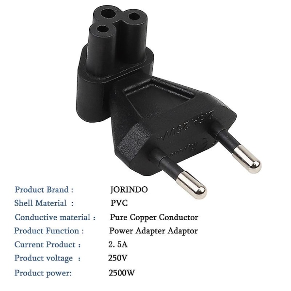 2-polet Eu Han-stik til Iec 320 C5 Hunkon AC-adapter 2.5a Sikring, Eu Industriel Strømstikkonverter