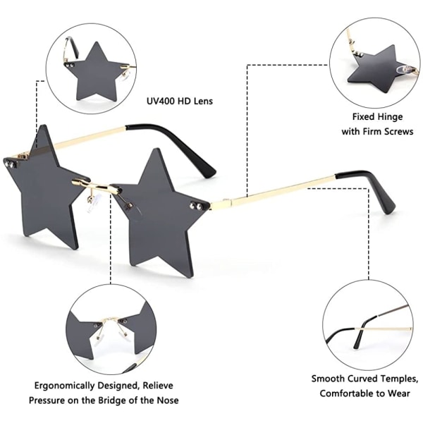 Kantløse stjernesolbriller til kvinder og mænd