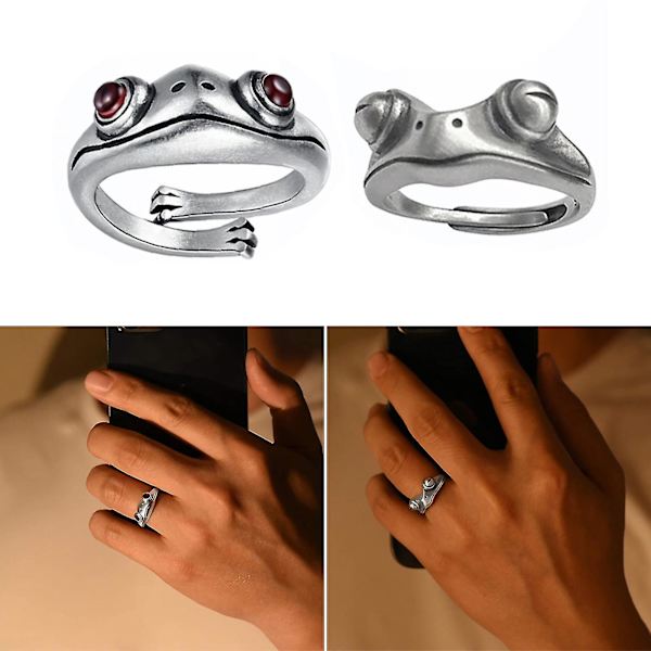 2 stk. Frø Åbne Ringe Til Kvinder Led Stablet Ring Punk Ring Til Jul