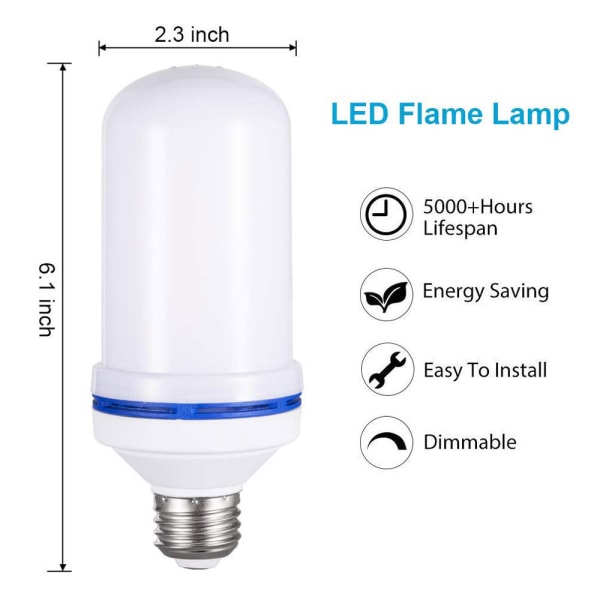 Flammande LED-lampa glödlampa 2-pack blue E27