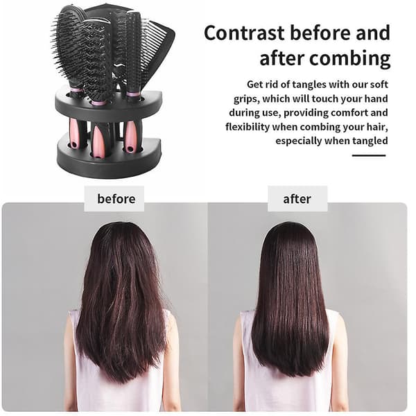 5 st/set Hårborste Kam Set Massage Hårstyling Borste Kam Kit Hem