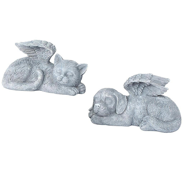 Ängelhund Ängelkatt Husdjursminnesmärke Gravsten Kreativ Ängel Husdjursstaty