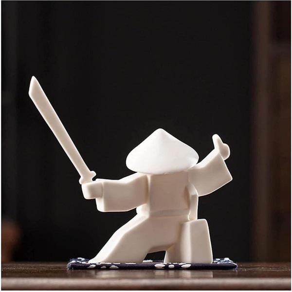 Samurai Statue Røgelse Holder Hvid Porcelæn Samlerobjekt Figur Kreativ Ornament Skrivebordsdekoration-hvid