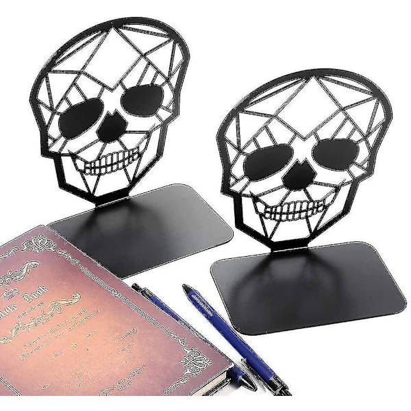 Kreative bogstøtter med kranie-design, bogstøtter til hylder, skridsikre, tunge metal