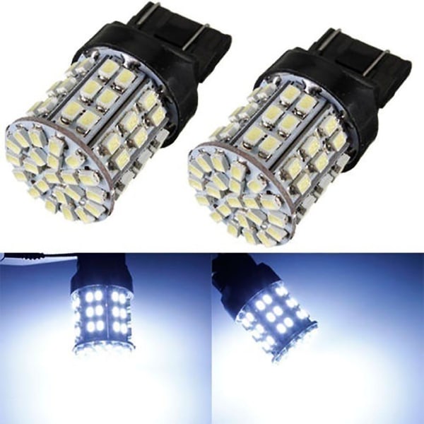 2 stk 12V T20 7440 7443 64 SMD Hvit 6000K Bil Ryggelys Brems Halelys LED Pære