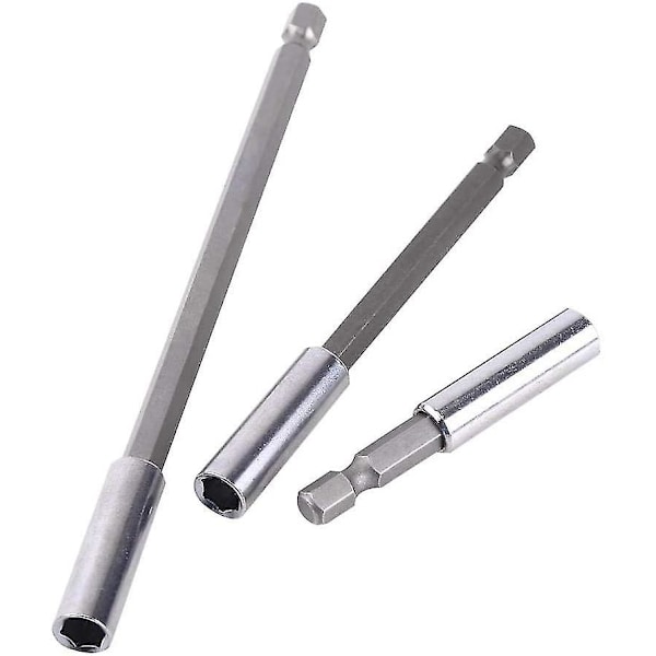 3 stk. 1/4 tommer magnetisk bitholder skruetrækker forlænger sekskant skaft 60mm 100mm 150mm skruetrækker bit forlænger Scrollsqy