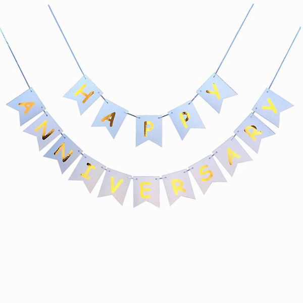 Onnellisen vuosipäivän bannerikirjainpaperi Bunting-seppelejuhlatarvikkeet syntymäpäivä- ja hääkoristeluun