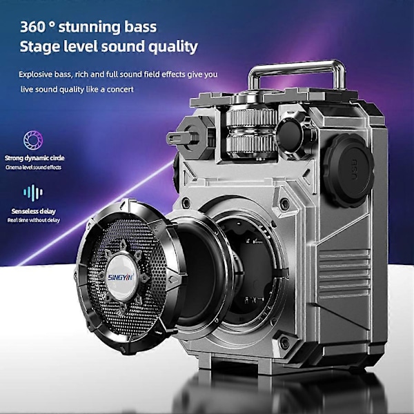 Kannettava Mini Bluetooth Kaiutin Subwoofer Super Bass TF-korttipaikka Viileä Musiikkisoitin Langaton Äänilaatikko Tumman Sininen