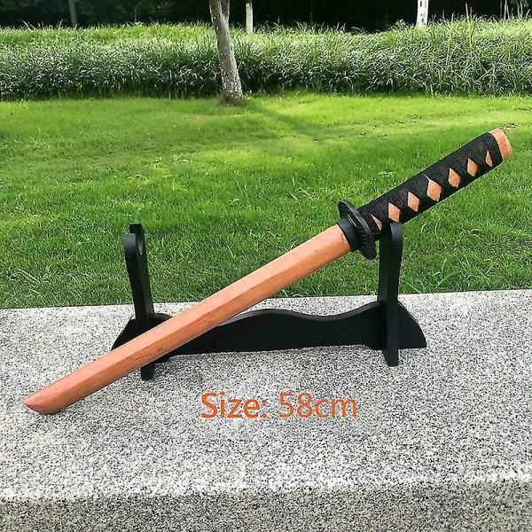 60cm Tongkat Kayu Pisau Mainan Katana Pedang Cosplay rekvisita Pribadi Mengumpulkan Kerajinan Anak Pedang Mainan Aikido Setan Slayer Cokelat