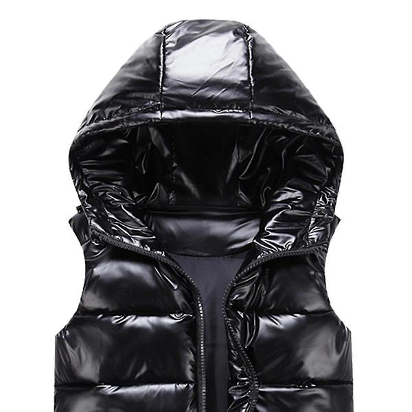 Sliktaa Unisex Blank Glansig Vattentät Ärmlös Jacka Lättvikts Puffer Väst