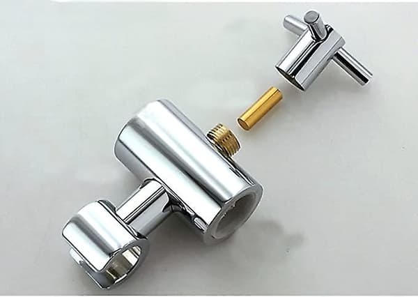 Erstatningsholder for dusjhode for skyvestang - Justerbar høyde og vinkel - Solid messing - Sølv - 24mm