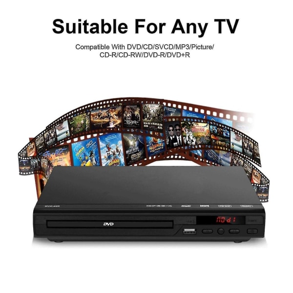 Dvd-afspiller til tv, gratis dvd-cd-diske afspiller for alle regioner Av-udgang indbygget / Ntsc, usb-indgang, fjernbetjening