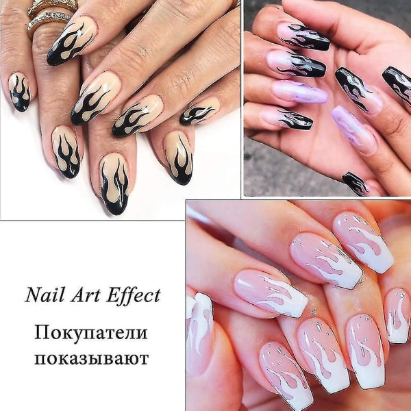 Flame Nail Art Stickers Decals Holografiske Fire Nail Decals