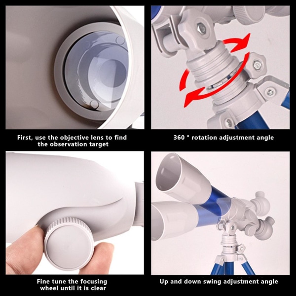 Bred vy astronomiskt teleskop Nybörjare Monokulär Månskådning Teleskop Med Stativ Bord Teleskop Barn Födelsedagspresent Teleskop