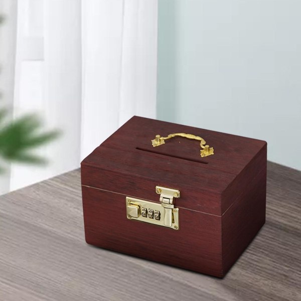 Puinen säästöpossu Organizer Treasure Storage Box Koristeellinen säästölaatikko