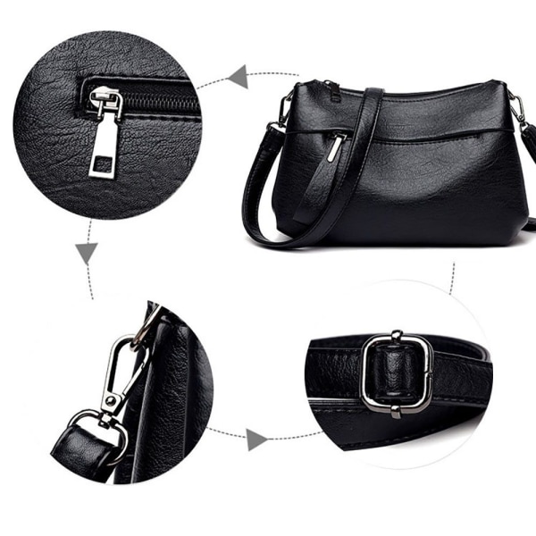 Dame Skuldertaske, Crossbody Taske (1 stk, Blødt Læder), Skuldertaske med Frontlomme