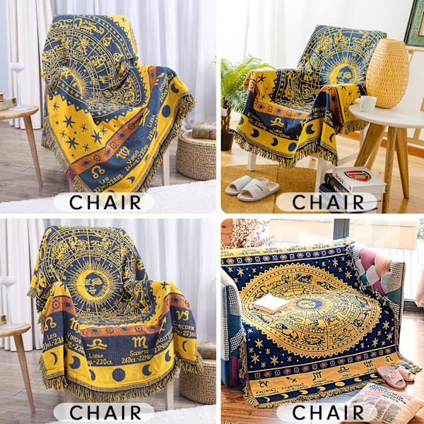 Boho Vævet Tæppe Reversible Bomuld Boheme Gobelin