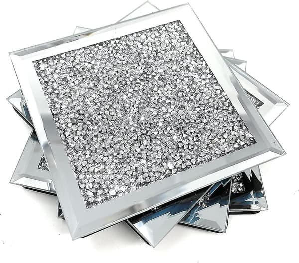 Multi Crystal Coasters | Til voksne | Multifarvet tilbehør, sølvglitter