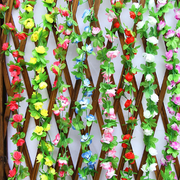 2 stk Kunstig Liten Rose Rattan Imitasjon Blomst Henge Vintre