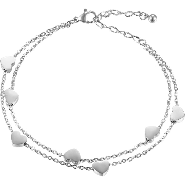 Armband för kvinnor, armband i rostfritt stål med hjärta (silver) steel color