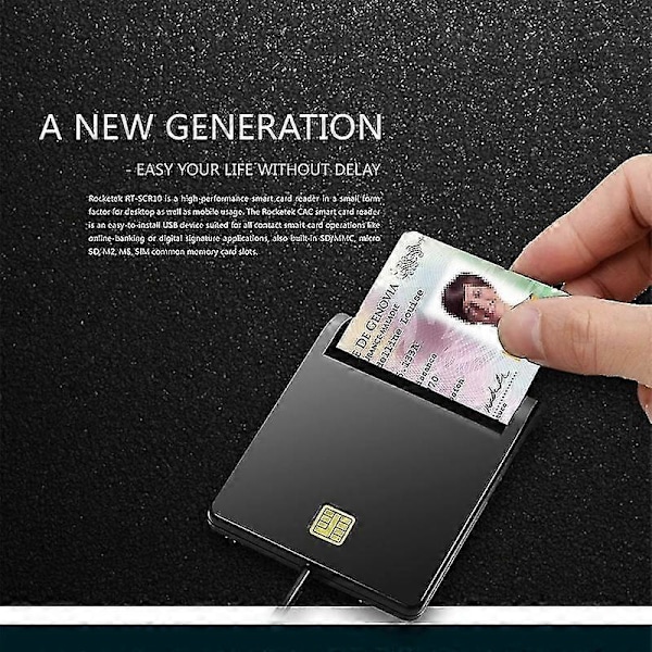 ROCKETEK SCR1 USB 2.0 Smart CAC Kortlæser ID SIM Bankkort Adapter