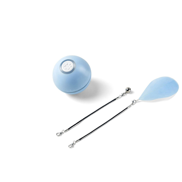 Blå Interaktiv Katt Leke, Smart Selvroterende Hoppende Ball For Innendørs Kattunge, Med 2 Moduser, Konvertibel Led Lys, Usb Oppladbar, Voksen Katt Leke