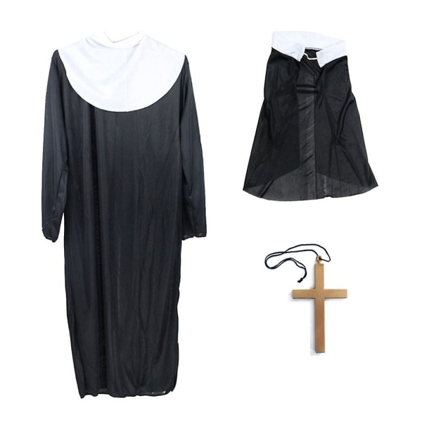 Halloween Kostymer Nonne Kostyme Kjole Klær Hodeskjerf Big Gold Cross  Kostymer Dress For Women c7af | Fyndiq