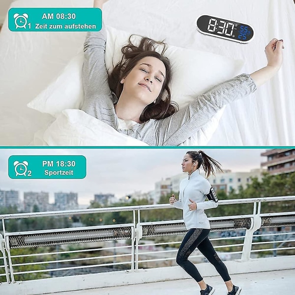 Digital väckarklocka, LED-väckarklocka med röststyrningsfunktion Snooze-tid