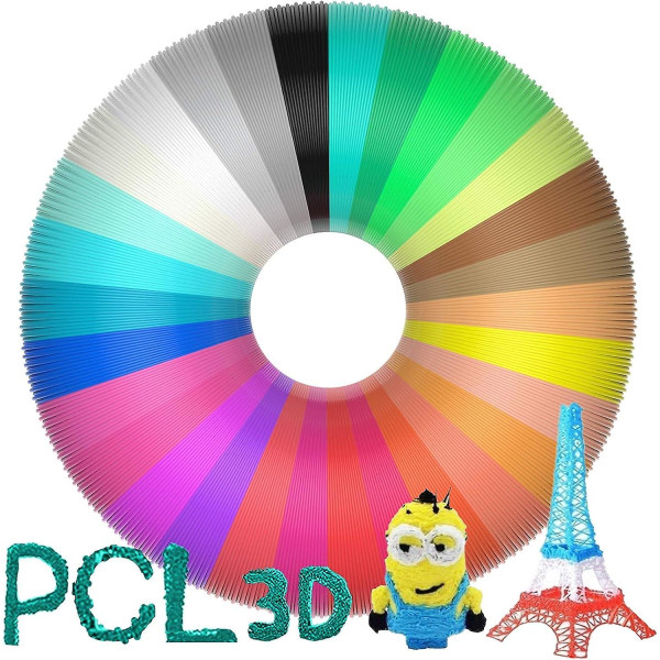 30 farver 3d-print pen filament refills - 75mm Pcl filament - 495 fod længder