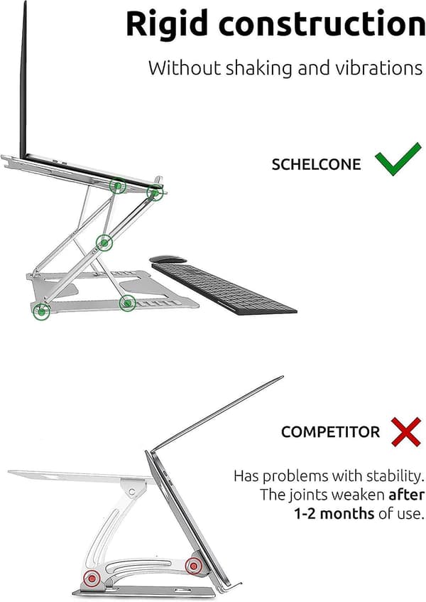 Bærbar computerstand - Letvægts og holdbart metaldesign - Aluminium sammenklappelig bærbar computerstand - Ergonomisk bærbar computerholder - Multivinkel notesbogsstander