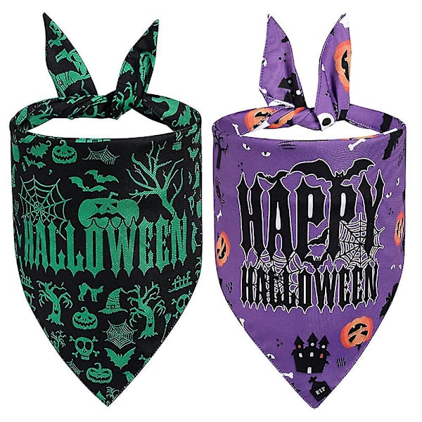 2 Pak Halloween Hunde Bandanas Trekant Halstørklæder Hundetørklæde Til Halloween Fest Kæledyr Kostume A