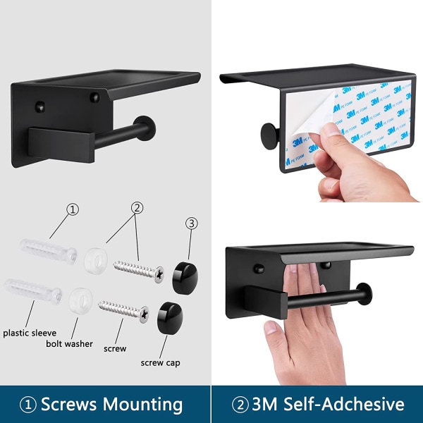 Toalettpapirholder med telefonhylle, toalettpapirholder for