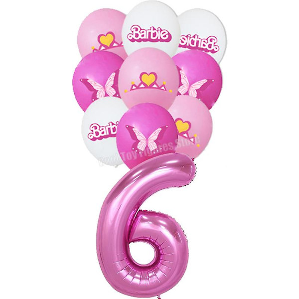 Ny film Barbie bursdagsfest dekorasjon rosa tema figurer ballongsett bakteppe papirplate vev servisetilbehør balloons-6 19pcs
