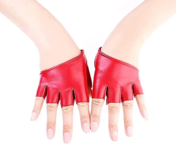 Dam Half Palm Half Finger Pu Läder Dans Punk Handskar