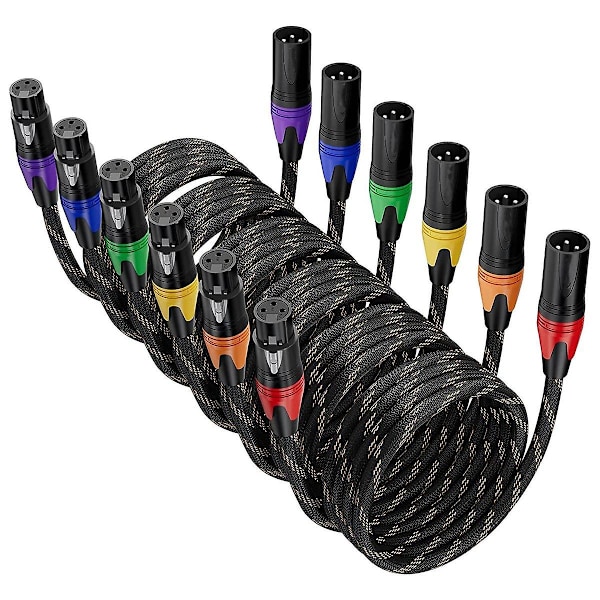 6 kpl XLR-kaapeleita, XLR-uros-naaraskaapeli mikrofoniin, 3-napainen tasapainotettu XLR-kaiutinkaapelit mikrofonille
