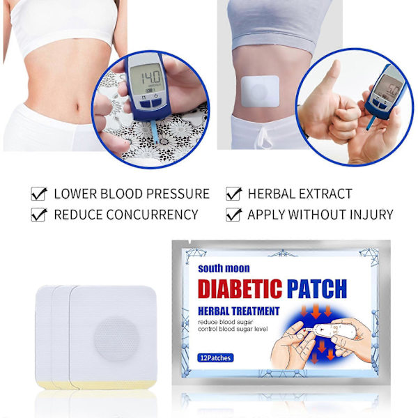 12 stk. Diabetiske Plasterpuder Stabiliserer Blodsukkerniveauet Balancerer Sukkerkontrol Sticker Navle til Sundhedspleje