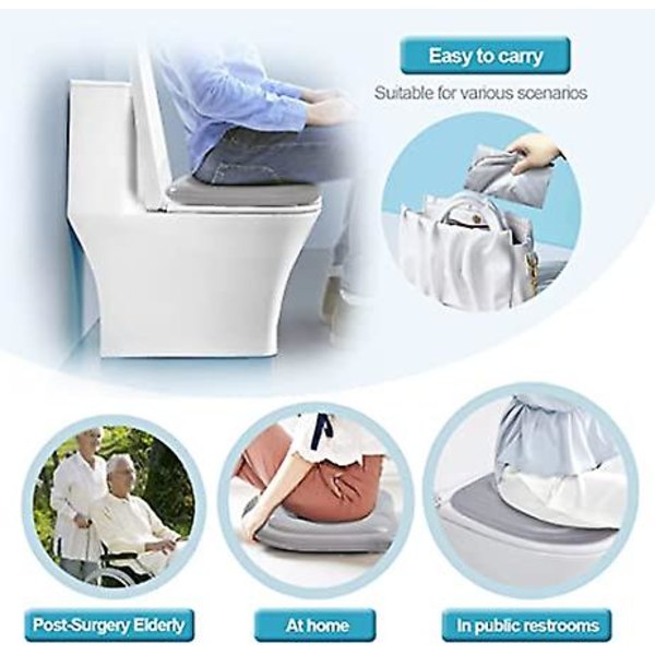 Oppustelig toiletsæde pude, hævet donut pude, højdejusterbart toiletsæde, PVC commode støttepude til voksne, ældre, handicappede, ta