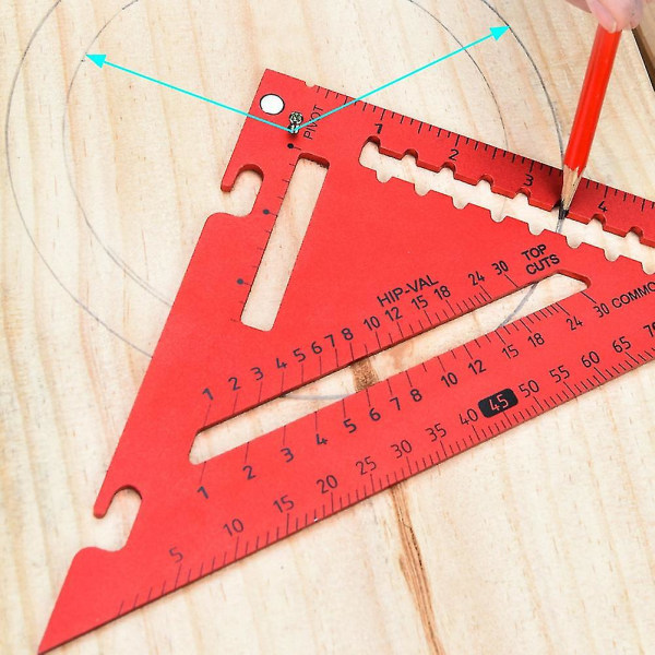Avtagbar Triangulär Linjal Set Square Hög Triangulär Platta Justerbar W -meter Röd