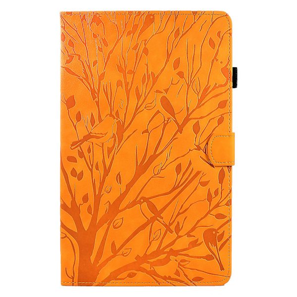 For Samsung Galaxy Tab A 10.1 (2016) T580 T585 PU-læder tablet-stand-etui med præget træ-kortholder Khaki