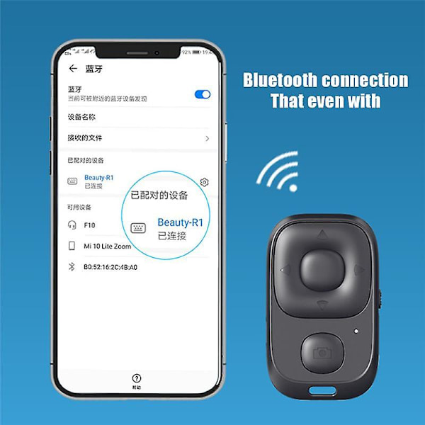 Uppladdningsbar trådlös Bluetooth-kontroller Självutlösare Fjärrkontroll Kamerastav Slutarsläpp F