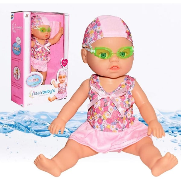 Hinffinity svømmedukke Elektrisk børne vandbadekarlegetøj Vandtæt induktionspool flydende legetøj Sød minipyntdukke til 3+ år drenge piger
