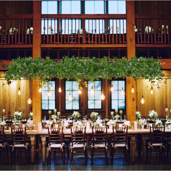 12 tråder kunstig eføy blad planter vin henger girlander falsk løvverk blomster hjem kjøkken hage kontor bryllup veggdekor, 84 fot, grønn